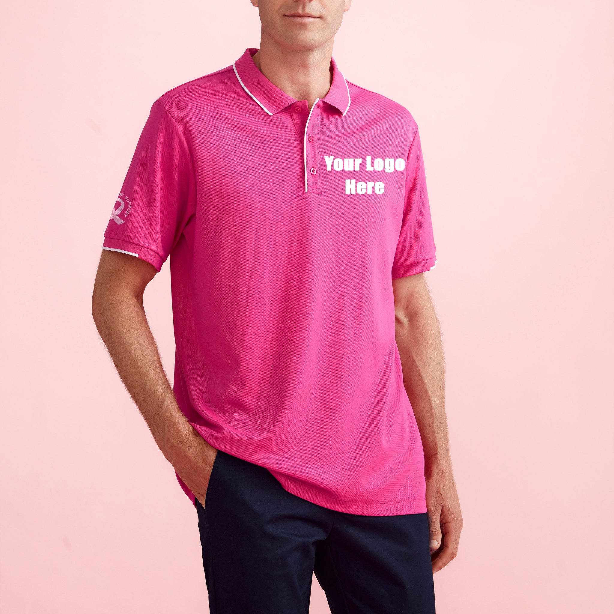 Mens Pink Short Sleeve Polo – CST313MS