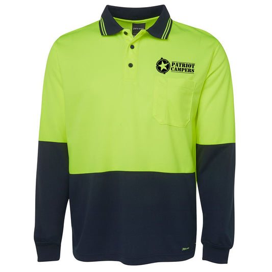 10x Pack JB's Hi Vis Long Sleeve Polo Including Front & Back Logo