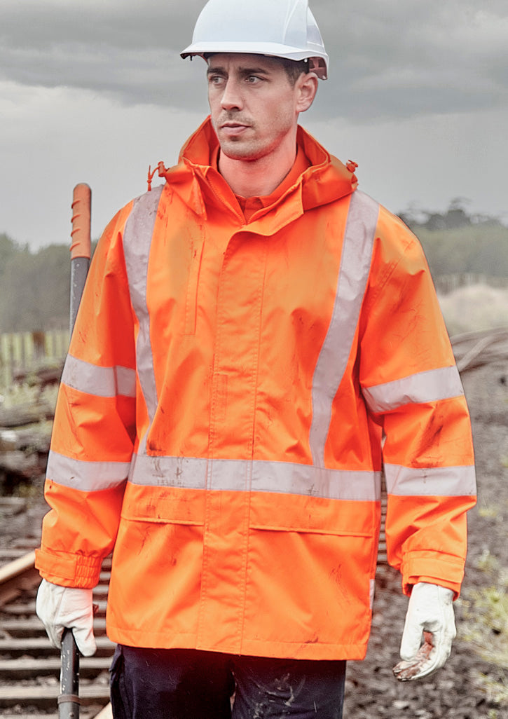 Syzmik Mens Hi Vis X Back Ultralite Waterproof Jacket ZJ657