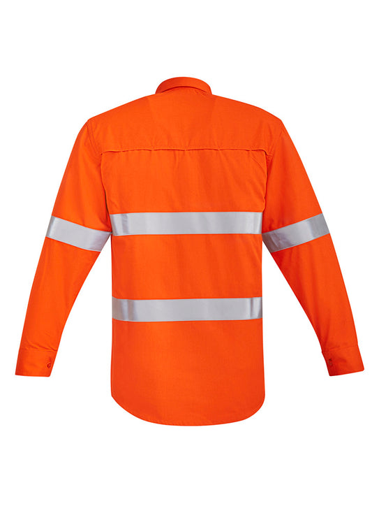 Mens Orange Flame Hi Vis Open Front Shirt - Hoop Taped