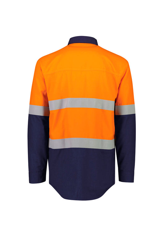Syzmik Mens Orange Flame Lightweight Ripstop Spliced Shirt - Hoop Taped ZW180