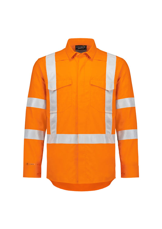 Mens Orange Flame Lightweight Ripstop X Back Taped Shirt